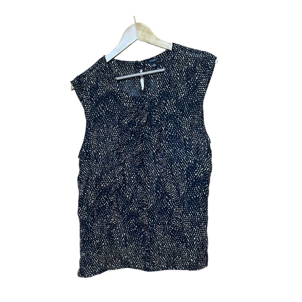 Ann Taylor‎ Ruffle Front Blouse XL 100% Silk Delicate Dainty Sleeveless Frilly